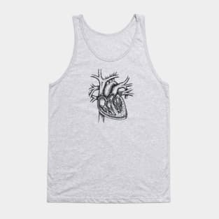 The Dissected Heart Sketch (Black) Tank Top